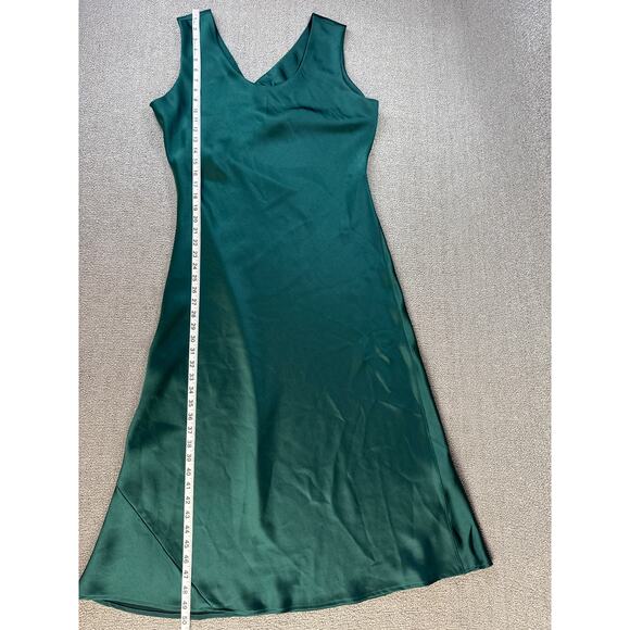 White House Black Market Satin Slip Dress Formal Sleeveless Green Size 14 - Picture 8 of 11